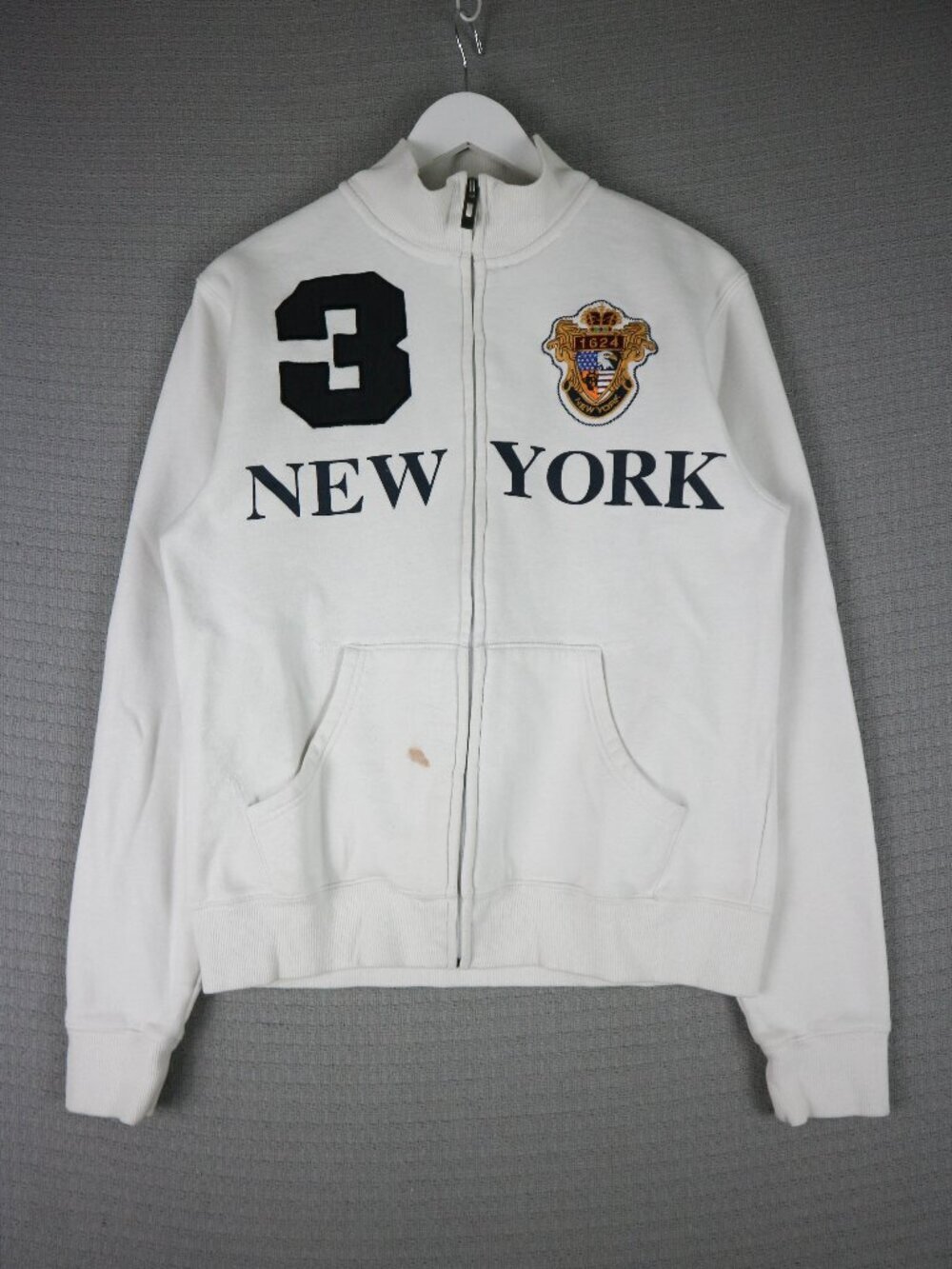 Robin Ruth New York 3 White Zip Up Sweatshirt Medium M Y2K Vintage